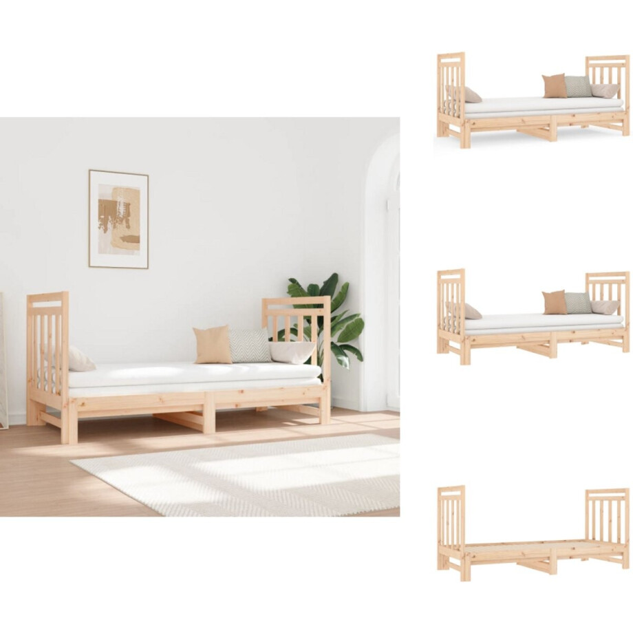 vidaXL Slaapbank - Slaapbanken - Bedbank - Bed - Slaapbank uitschuifbaar massief grenenhout 2x(90x190) cm vidaXL Slaapbank - Slaapbanken - Bedbank - Bed - Slaapbank uitschuifbaar massief grenenhout 2x(90x190) cm afbeelding 1