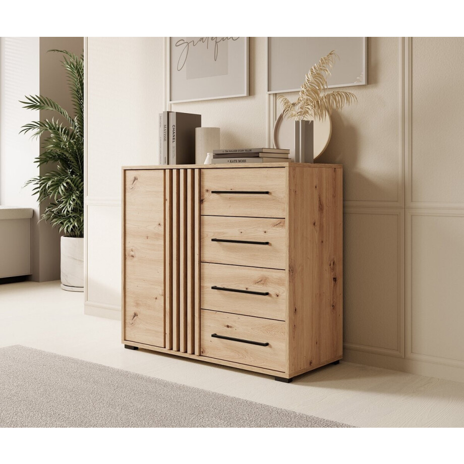 Meubella - Dressoir Adyson - Eiken - 93 cm Meubella - Dressoir Adyson - Eiken - 93 cm afbeelding 1