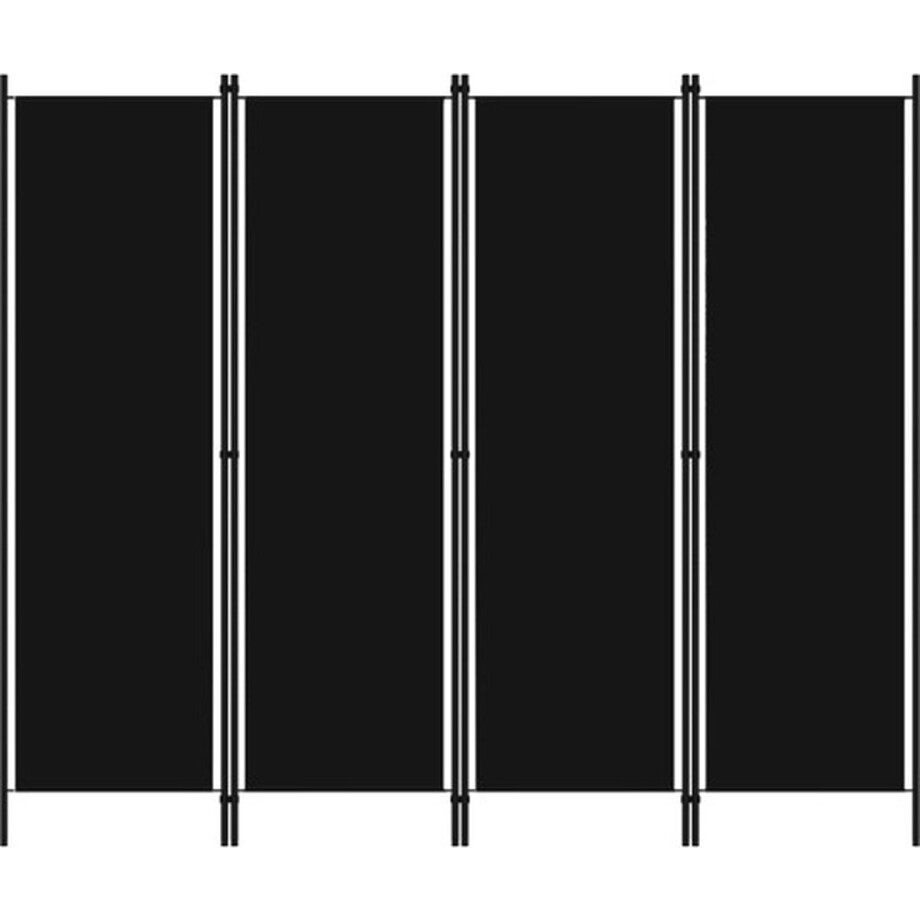 vidaXL - Kamerscherm - met - 4 - panelen - 200x180 - cm - zwart vidaXL - Kamerscherm - met - 4 - panelen - 200x180 - cm - zwart afbeelding 1