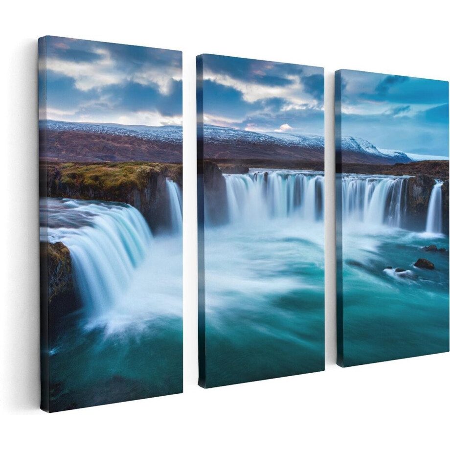 Artaza Canvas Schilderij Drieluik Watervallen In Het Blauw Groene Water - 120x80 - Foto Op Canvas - Canvas Print Artaza Canvas Schilderij Drieluik Watervallen In Het Blauw Groene Water - 120x80 - Foto Op Canvas - Canvas Print afbeelding 1
