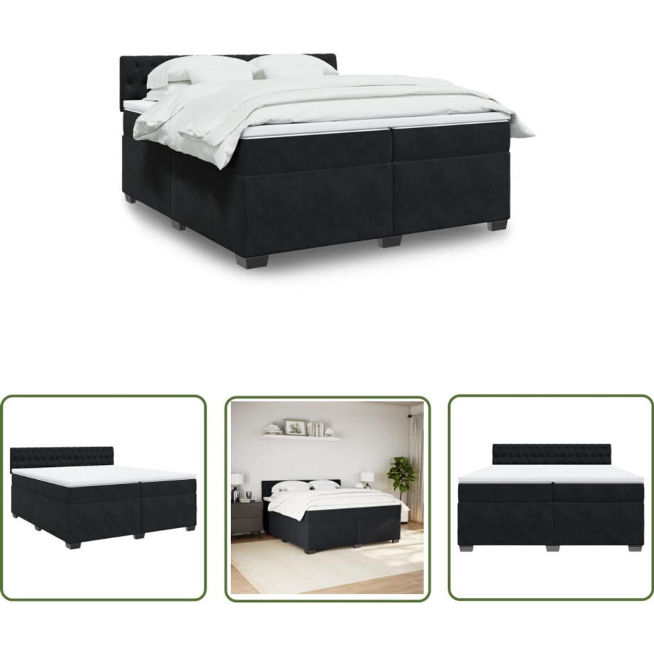 vidaXL Slaapcomfort - Boxspring - Boxspring met matras fluweel zwart 200x200 cm - Boxspringbed - Fluweel Bed - Tweepersoons Bed vidaXL Slaapcomfort - Boxspring - Boxspring met matras fluweel zwart 200x200 cm - Boxspringbed - Fluweel Bed - Tweepersoons Bed afbeelding 1
