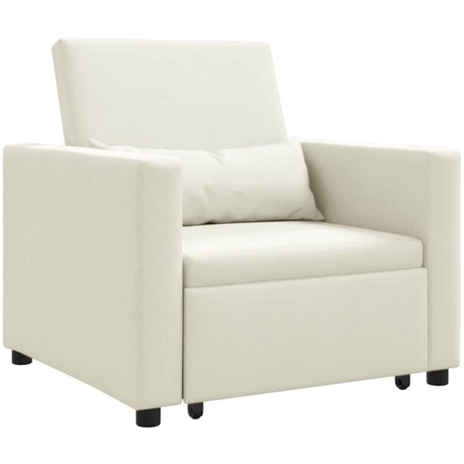 vidaXL - Uittrekbare - slaapbank - eenpersoons - met - wielen - Crème - Fluweel afbeelding 1