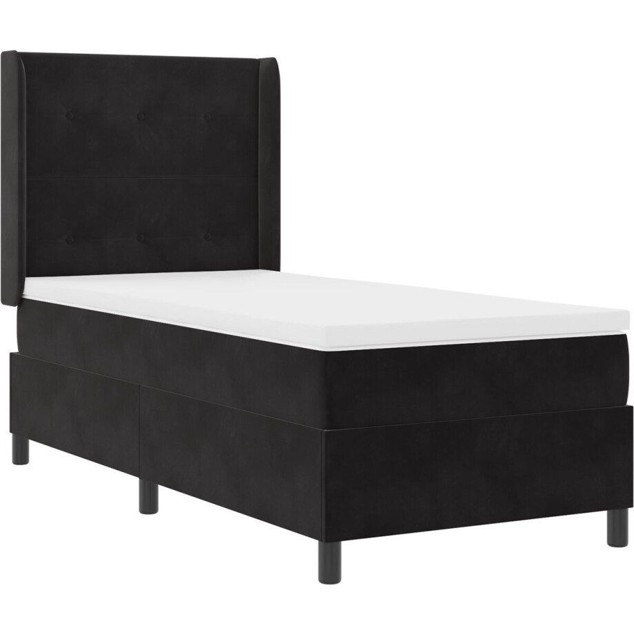 vidaXL - Boxspring - bed - met - hoofdeinde - Zwart - 90 - x - 190 - cm - Fluweel vidaXL - Boxspring - bed - met - hoofdeinde - Zwart - 90 - x - 190 - cm - Fluweel afbeelding 1