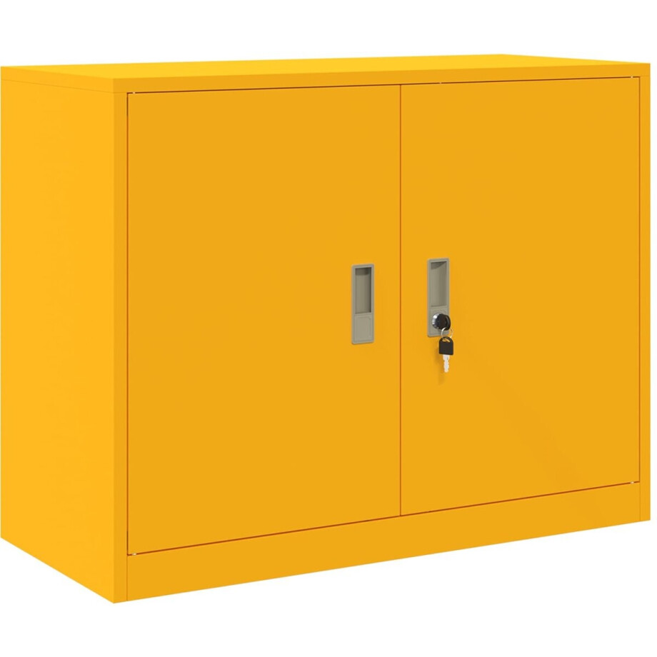 vidaXL - Opbergkast - Mosterdgeel - 90 - x - 40 - x - 70 - cm - Staal afbeelding 1