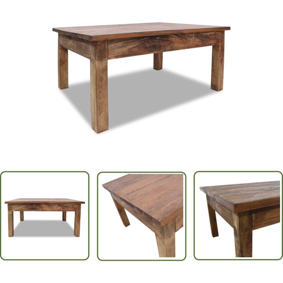 vidaXL Houten Salontafel - Salontafel - Salontafel 96x73x45 cm massief mahoniehout - Vintage Salontafel - Industriële Salontafel - Rustic Meubilair afbeelding 1