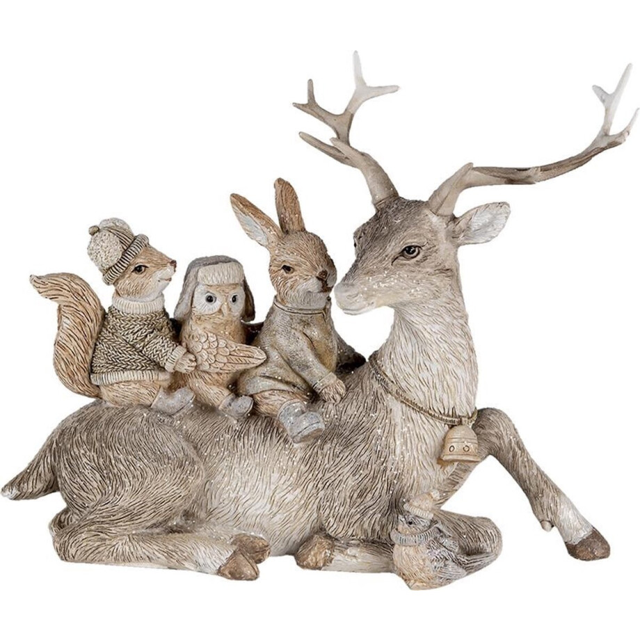 Clayre & Eef Beeld Dieren 17 cm Grijs Bruin Polyresin Dieren Woonaccessoires afbeelding 1