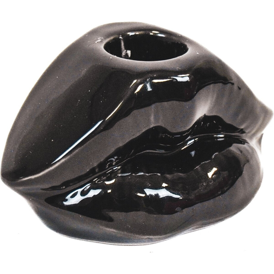 Housevitamin Lips Don't Lie Kandelaar - Dopamine Decor - Eyecatcher - Zwart - 10,5x6,5x5,5cm afbeelding 1