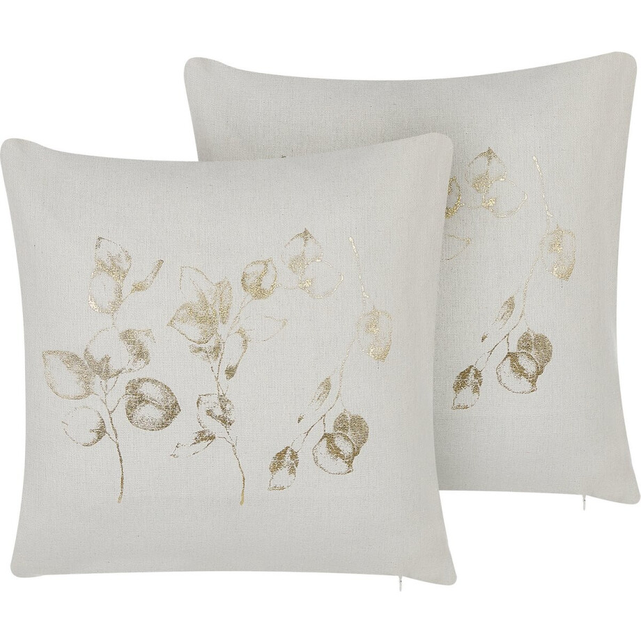 BELIANI GOMPHRENA - Sierkussen set van 2 - Lichtbeige - Polyester afbeelding 1