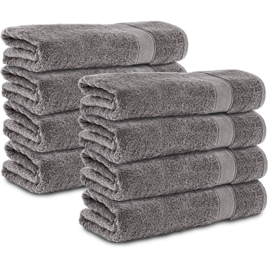 Komfortec 8x Handdoek 50x100 - 100% Katoen – Handdoekenset - Zacht - Antraciet afbeelding 1
