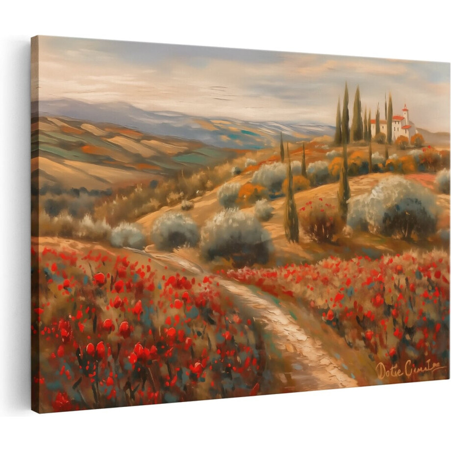 Artaza Canvas Schilderij Klaprozenveld Toscane - 30x20 cm - Klein - Wanddecoratie Landschap - Muurdecoratie Bloemen - Kamer Accessoires Natuur Artaza Canvas Schilderij Klaprozenveld Toscane - 30x20 cm - Klein - Wanddecoratie Landschap - Muurdecoratie Bloemen - Kamer Accessoires Natuur afbeelding 1