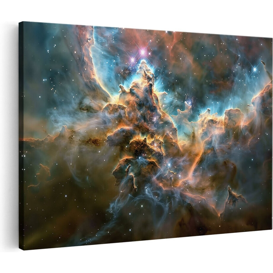 Artaza Canvas Schilderij Ruimte - 90x60 cm - Wanddecoratie Sterren - Muurdecoratie Universum - Schilderijen Op Canvas Nevel afbeelding 1