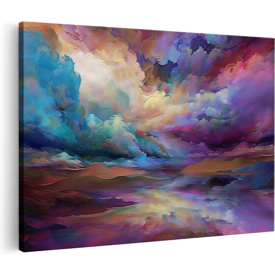 Artaza Canvas Schilderij Kleurrijke Wolken in de Lucht - 60x40 cm - Wanddecoratie Woonkamer - Schilderijen - Muurdecoratie afbeelding 1