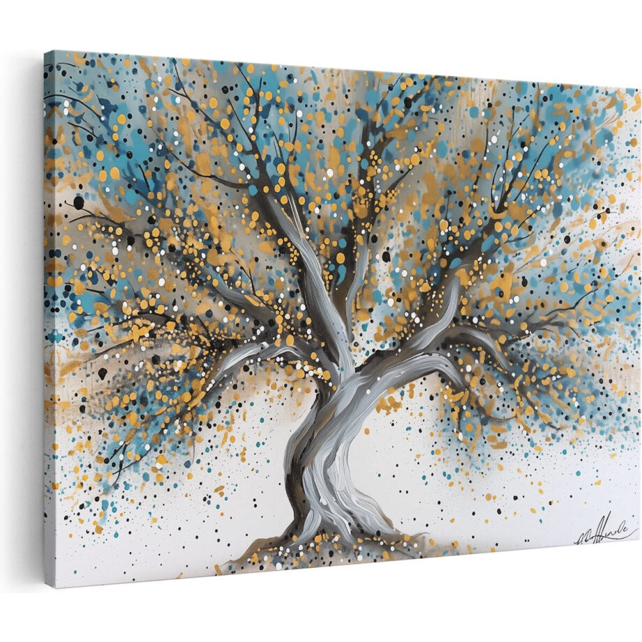 Artaza Canvas Schilderij Boom Abstract - 30x20 cm - Klein - Wanddecoratie Woonkamer - Muurdecoratie Levensboom - Kamer Accessoires afbeelding 1