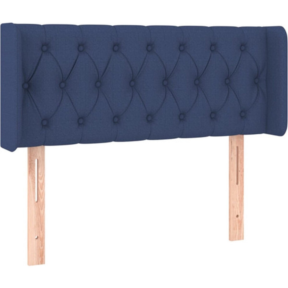 vidaXL - Hoofdbord - met - randen - 103x16x78/88 - cm - stof - blauw afbeelding 1