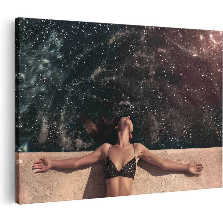 Artaza Canvas Schilderij Vrouw in een Bikini op de Rand van een Zwembad - 120x80 cm - Groot - Wanddecoratie Woonkamer - Schilderijen - Muurdecoratie Artaza Canvas Schilderij Vrouw in een Bikini op de Rand van een Zwembad - 120x80 cm - Groot - Wanddecoratie Woonkamer - Schilderijen - Muurdecoratie afbeelding 1