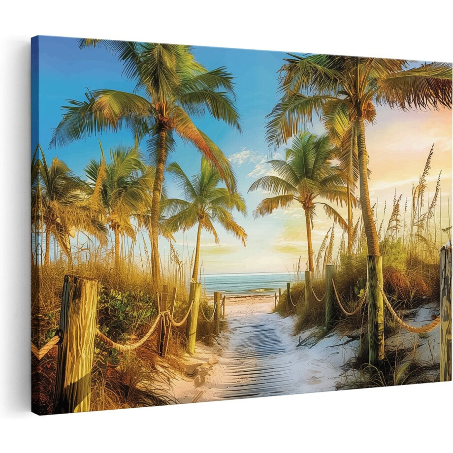 Artaza Canvas Schilderij Pad dat Leidt naar het Strand met Palmbomen - 60x40 - Wanddecoratie - Foto Op Canvas - Canvas Print Artaza Canvas Schilderij Pad dat Leidt naar het Strand met Palmbomen - 60x40 - Wanddecoratie - Foto Op Canvas - Canvas Print afbeelding 1