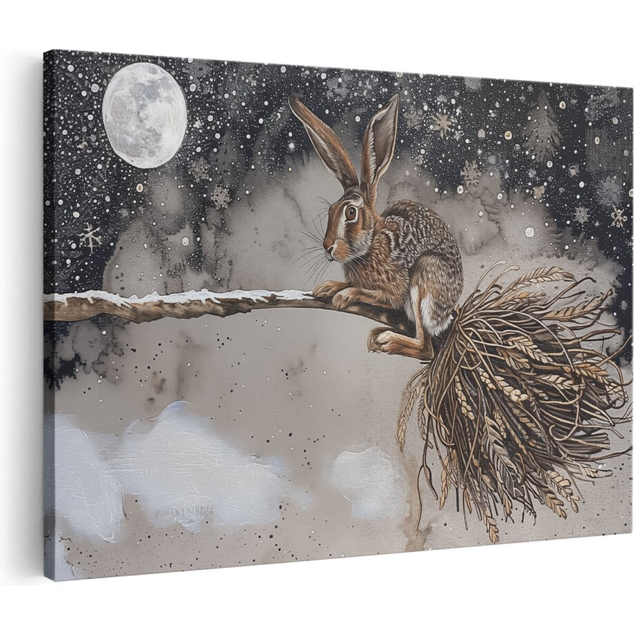 Artaza Canvas Schilderij Haas met een Bezem in de Sneeuw - 120x80 - Groot - Foto Op Canvas - Canvas Print Artaza Canvas Schilderij Haas met een Bezem in de Sneeuw - 120x80 - Groot - Foto Op Canvas - Canvas Print afbeelding 1