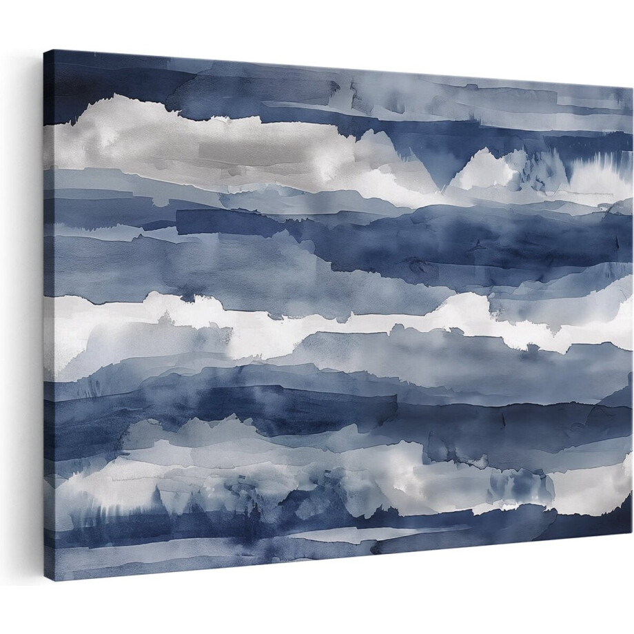 Artaza Canvas Schilderij Abstract - 120x80 cm - Groot - Wanddecoratie Woonkamer - Muurdecoratie Blauw - Schilderijen Op Canvas afbeelding 1