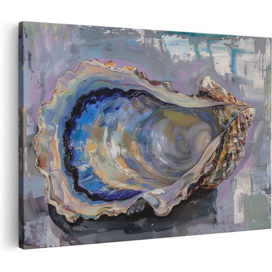 Artaza Canvas Schilderij Schelp - 120x80 cm - Groot - Wanddecoratie Zee - Muurdecoratie Schelpen - Decoratie Strand afbeelding 1