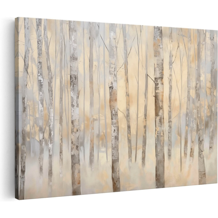 Artaza Canvas Schilderij Kunstwerk van een Berkenbos - Landschap - 30x20 cm - Klein - Wanddecoratie Woonkamer - Schilderijen - Muurdecoratie afbeelding 1