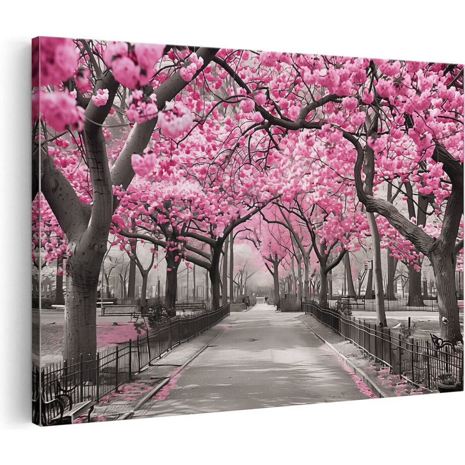 Artaza Canvas Schilderij Roze Bloesems in een Park - 30x20 - Klein - Foto Op Canvas - Canvas Print afbeelding 1