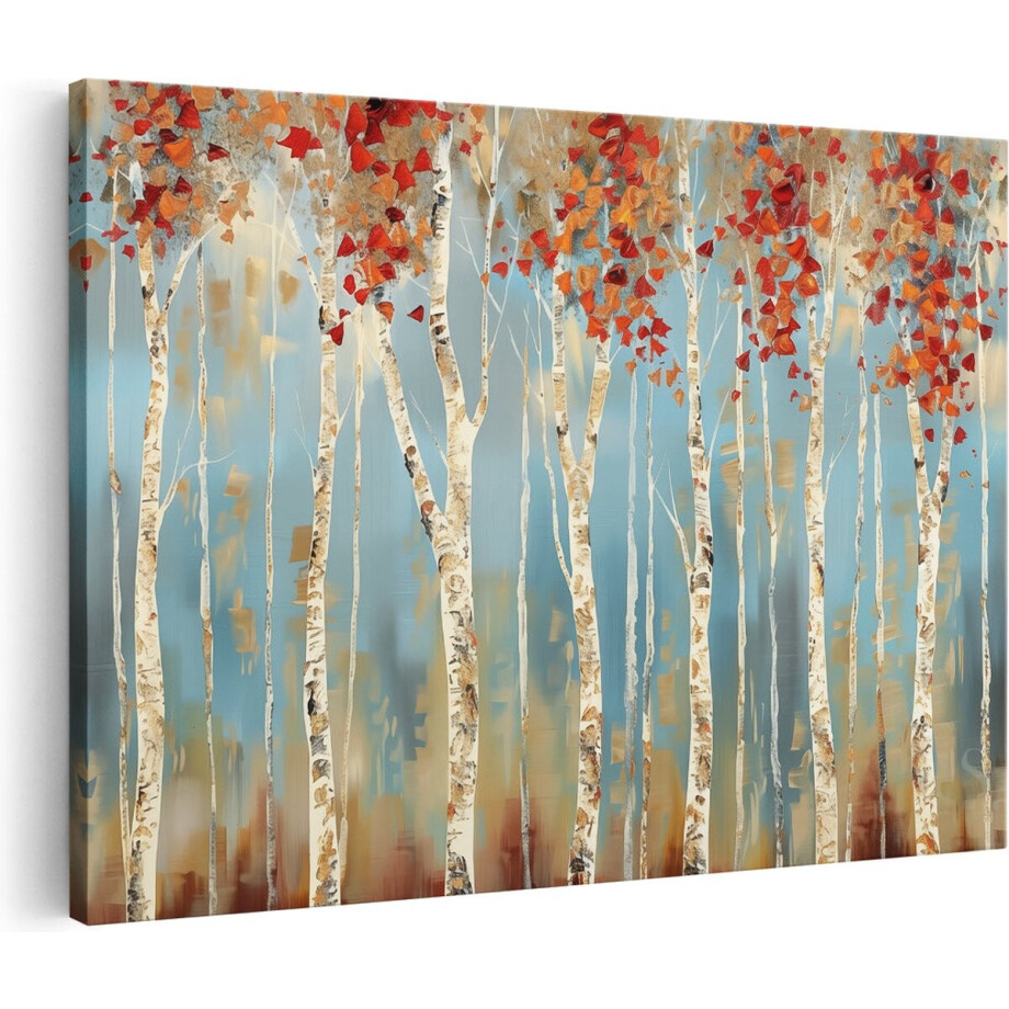 Artaza Canvas Schilderij Kunstwerk van Berkenbomen met Rode en Oranje Bladeren - 120x80 cm - Groot - Wanddecoratie Woonkamer - Schilderijen - Muurdecoratie Artaza Canvas Schilderij Kunstwerk van Berkenbomen met Rode en Oranje Bladeren - 120x80 cm - Groot - Wanddecoratie Woonkamer - Schilderijen - Muurdecoratie afbeelding 1