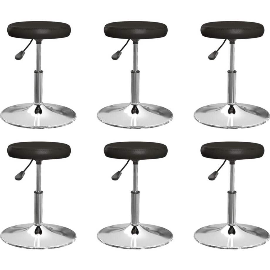 vidaXL - Eetkamerstoelen - 6 - st - kunstleer - zwart vidaXL - Eetkamerstoelen - 6 - st - kunstleer - zwart afbeelding 1