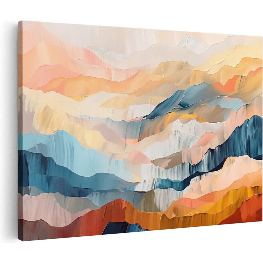 Artaza Canvas Schilderij Abstract Bergen - 90x60 cm - Wanddecoratie Woonkamer - Schilderijen - Muurdecoratie afbeelding 1