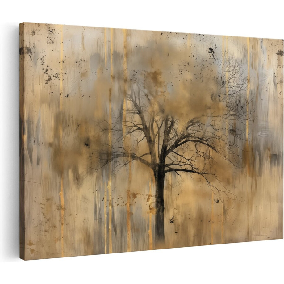 Artaza Canvas Schilderij Abstract Bos - 30x20 cm - Klein - Muurdecoratie Woonkamer - Wanddecoratie Boom - Schilderijen Op Canvas afbeelding 1