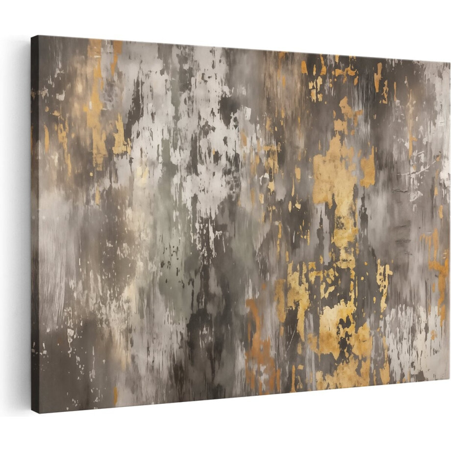 Artaza Canvas Schilderij Abstract - 120x80 cm - Groot - Wanddecoratie Goud - Muurdecoratie Industrieel - Schilderijen Op Canvas afbeelding 1