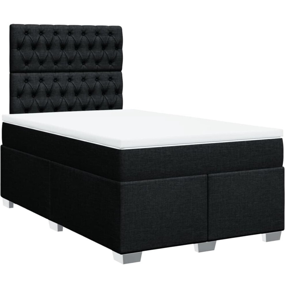 vidaXL - Boxspring - met - matras - stof - zwart - 120x200 - cm afbeelding 1