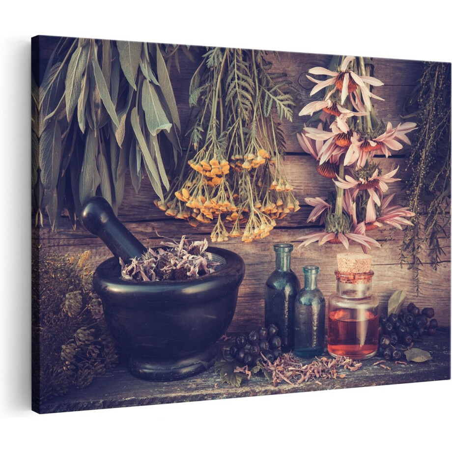 Artaza Canvas Schilderij Silleven van de Wijnoogst - 60x40 - Foto Op Canvas - Canvas Print afbeelding 1