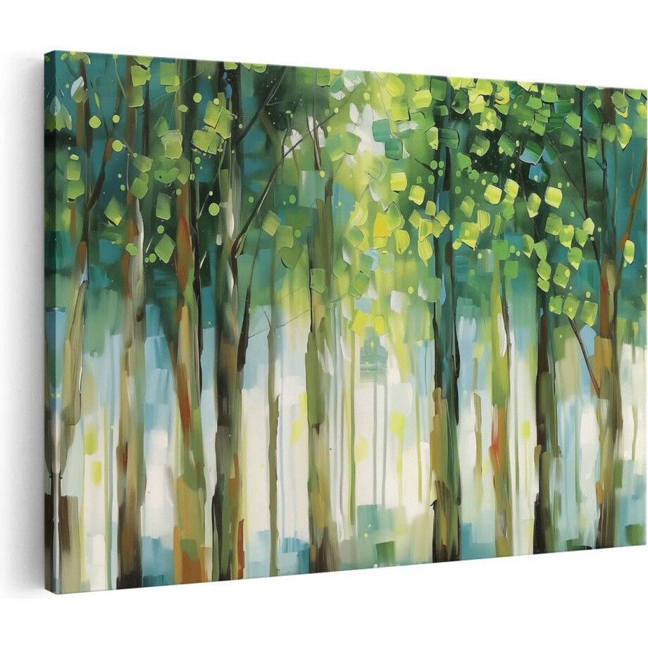 Artaza Canvas Schilderij Groene Bomen in het Bos - Landschap - 30x20 cm - Klein - Wanddecoratie Woonkamer - Schilderijen - Muurdecoratie afbeelding 1