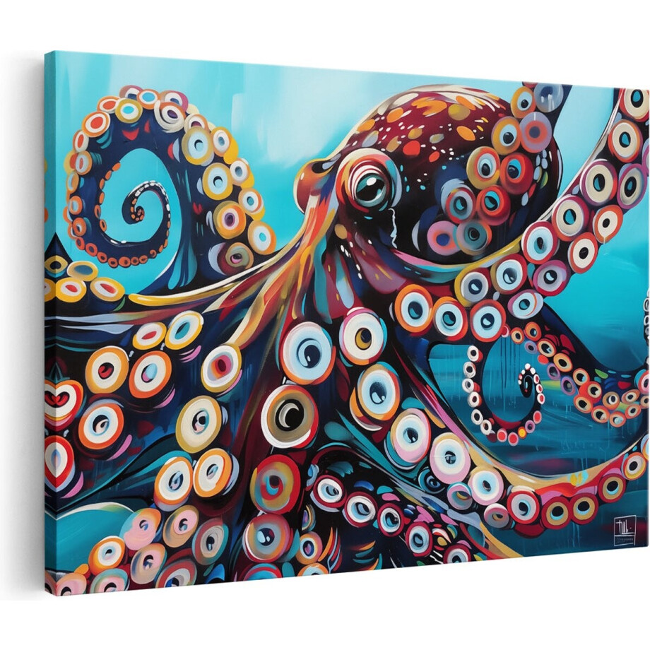 Artaza Canvas Schilderij Kleurrijke Octopus - Dieren - 90x60 cm - Wanddecoratie Woonkamer - Schilderijen - Muurdecoratie Artaza Canvas Schilderij Kleurrijke Octopus - Dieren - 90x60 cm - Wanddecoratie Woonkamer - Schilderijen - Muurdecoratie afbeelding 1