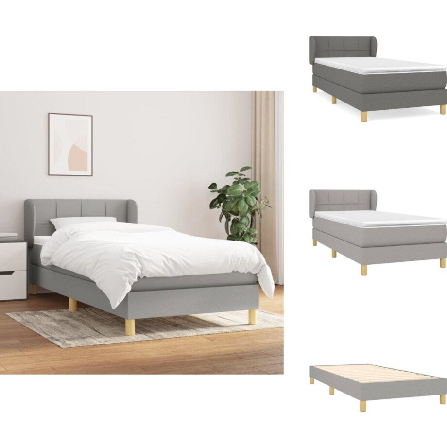 vidaXL Boxspring - Boxsprings - Bed - Slaapmeubel - Boxspring met matras stof lichtgrijs 80x200 cm afbeelding 1