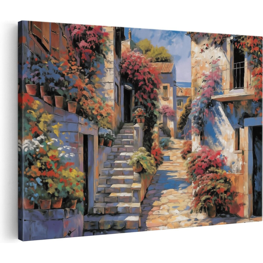 Artaza Canvas Schilderij Italiaans Straatje - 60x40 cm - Wanddecoratie Bloemen - Muurdecoratie Toscane - Schilderijen Op Canvas Artaza Canvas Schilderij Italiaans Straatje - 60x40 cm - Wanddecoratie Bloemen - Muurdecoratie Toscane - Schilderijen Op Canvas afbeelding 1