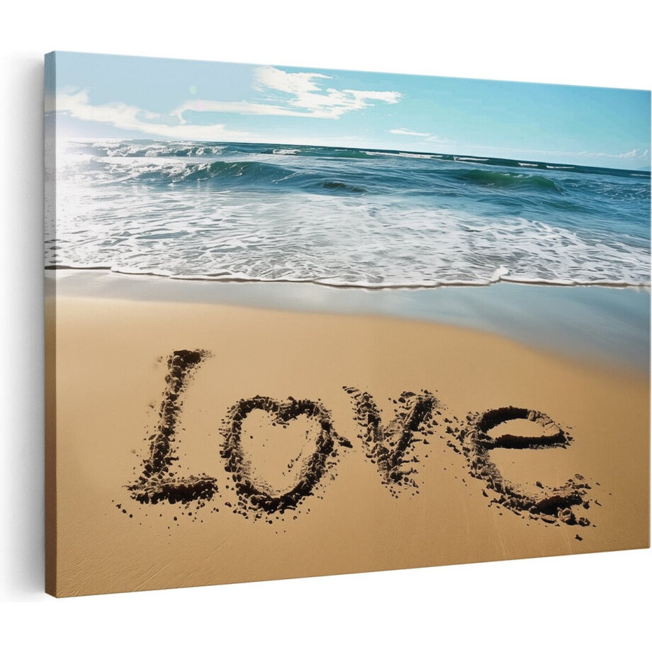 Artaza Canvas Schilderij Het Woord Liefde in het Zand op een Strand - 90x60 cm - Wanddecoratie Woonkamer - Schilderijen - Muurdecoratie Artaza Canvas Schilderij Het Woord Liefde in het Zand op een Strand - 90x60 cm - Wanddecoratie Woonkamer - Schilderijen - Muurdecoratie afbeelding 1