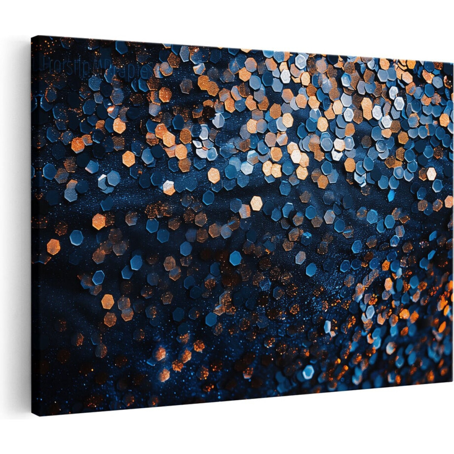 Artaza Canvas Schilderij Blauwe en Oranje Glitters Achtergrond - 90x60 cm - Wanddecoratie Woonkamer - Schilderijen - Muurdecoratie Artaza Canvas Schilderij Blauwe en Oranje Glitters Achtergrond - 90x60 cm - Wanddecoratie Woonkamer - Schilderijen - Muurdecoratie afbeelding 1