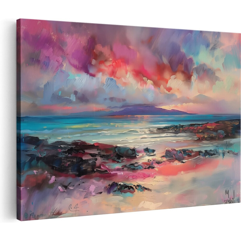 Artaza Canvas Schilderij Strand met Kleurrijke Wolken - 120x80 cm - Groot - Wanddecoratie Woonkamer - Schilderijen - Muurdecoratie Artaza Canvas Schilderij Strand met Kleurrijke Wolken - 120x80 cm - Groot - Wanddecoratie Woonkamer - Schilderijen - Muurdecoratie afbeelding 1