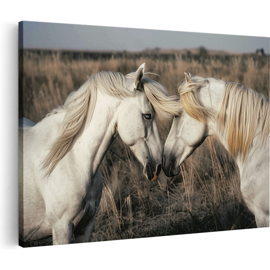 Artaza Canvas Schilderij Twee Witte Paarden in een Veld - 30x20 - Klein - Foto Op Canvas - Canvas Print Artaza Canvas Schilderij Twee Witte Paarden in een Veld - 30x20 - Klein - Foto Op Canvas - Canvas Print afbeelding 1