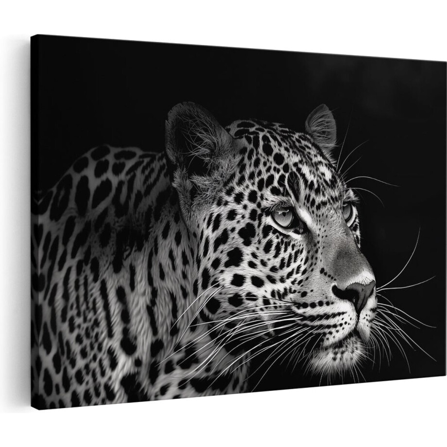 Artaza Canvas Schilderij Zwart Wit Luipaard - Dieren - 30x20 cm - Klein - Wanddecoratie Woonkamer - Schilderijen - Muurdecoratie Artaza Canvas Schilderij Zwart Wit Luipaard - Dieren - 30x20 cm - Klein - Wanddecoratie Woonkamer - Schilderijen - Muurdecoratie afbeelding 1