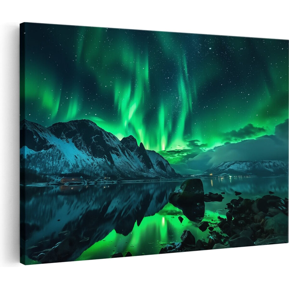 Artaza Canvas Schilderij Aurora Borealis aan de Nachtelijke Hemel - 60x40 cm - Wanddecoratie Woonkamer - Schilderijen - Muurdecoratie Artaza Canvas Schilderij Aurora Borealis aan de Nachtelijke Hemel - 60x40 cm - Wanddecoratie Woonkamer - Schilderijen - Muurdecoratie afbeelding 1