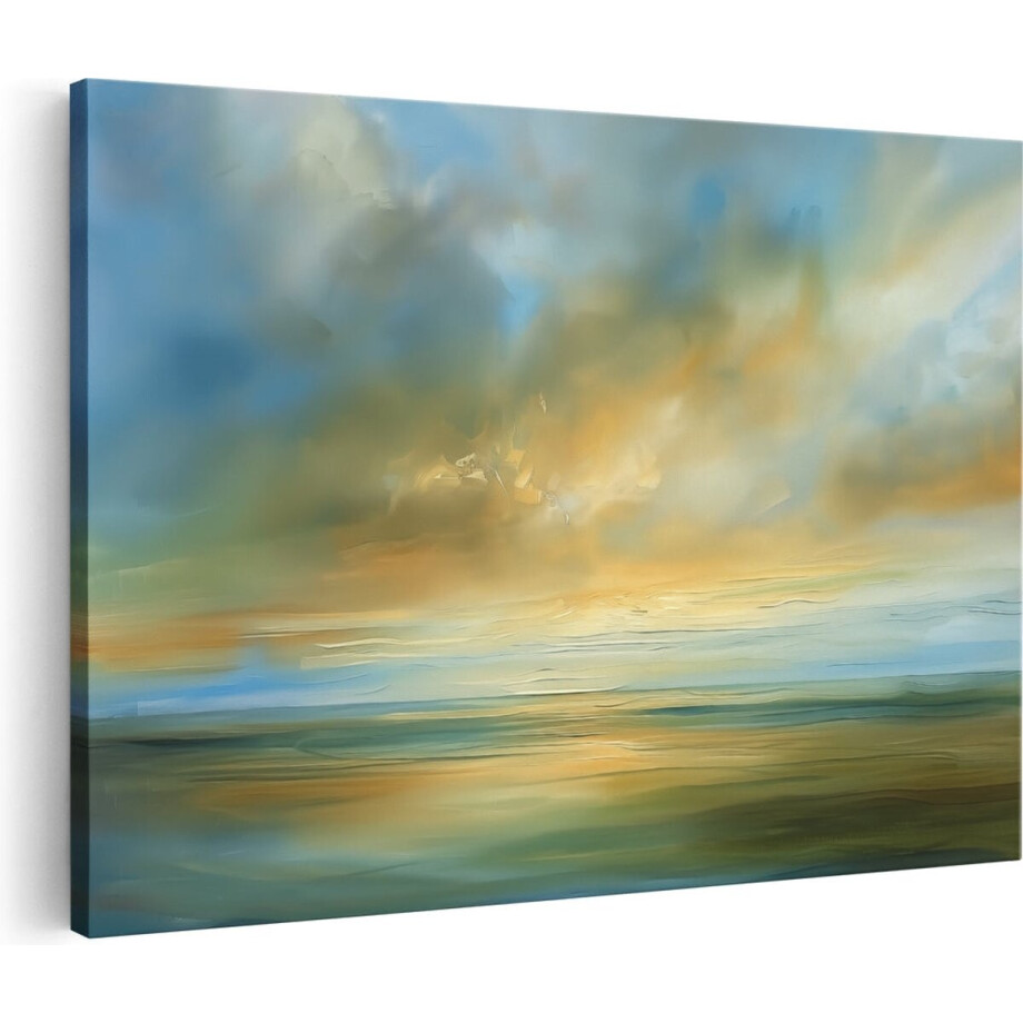 Artaza Canvas Schilderij Abstract Kunstwerk van een Zonsondergang boven de Oceaan - 30x20 cm - Klein - Wanddecoratie Woonkamer - Schilderijen - Muurdecoratie afbeelding 1