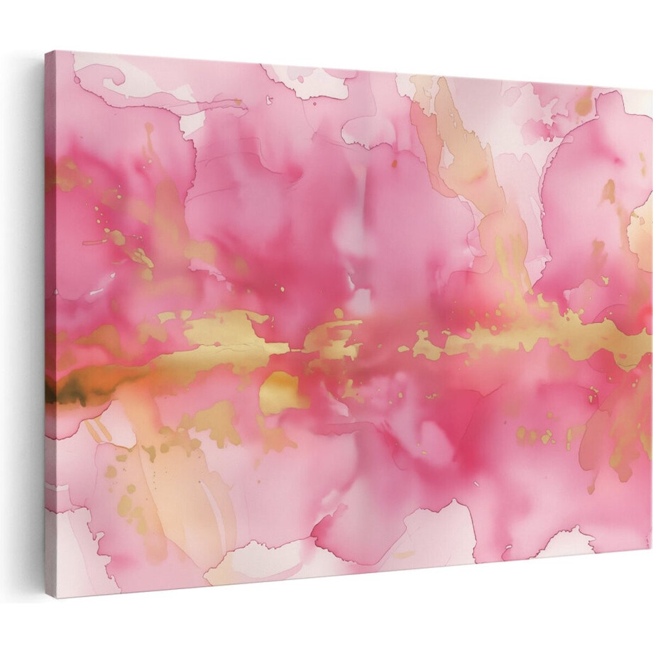 Artaza Canvas Schilderij Roze Aquarelkunstwerk op een Witte Achtergrond - 90x60 - Wanddecoratie - Foto Op Canvas - Canvas Print Artaza Canvas Schilderij Roze Aquarelkunstwerk op een Witte Achtergrond - 90x60 - Wanddecoratie - Foto Op Canvas - Canvas Print afbeelding 1