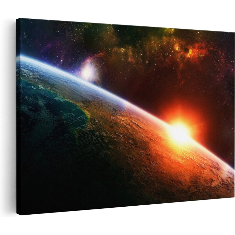 Artaza Canvas Schilderij Aarde Vanuit De Ruimte - 60x40 cm - Wanddecoratie Universum - Muurdecoratie Sterren - Schilderijen Op Canvas Artaza Canvas Schilderij Aarde Vanuit De Ruimte - 60x40 cm - Wanddecoratie Universum - Muurdecoratie Sterren - Schilderijen Op Canvas afbeelding 1