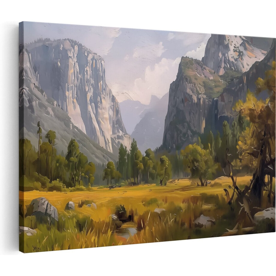 Artaza Canvas Schilderij Landschap - 90x60 cm - Wanddecoratie Bergen - Muurdecoratie Natuur - Schilderijen Op Canvas Bos afbeelding 1