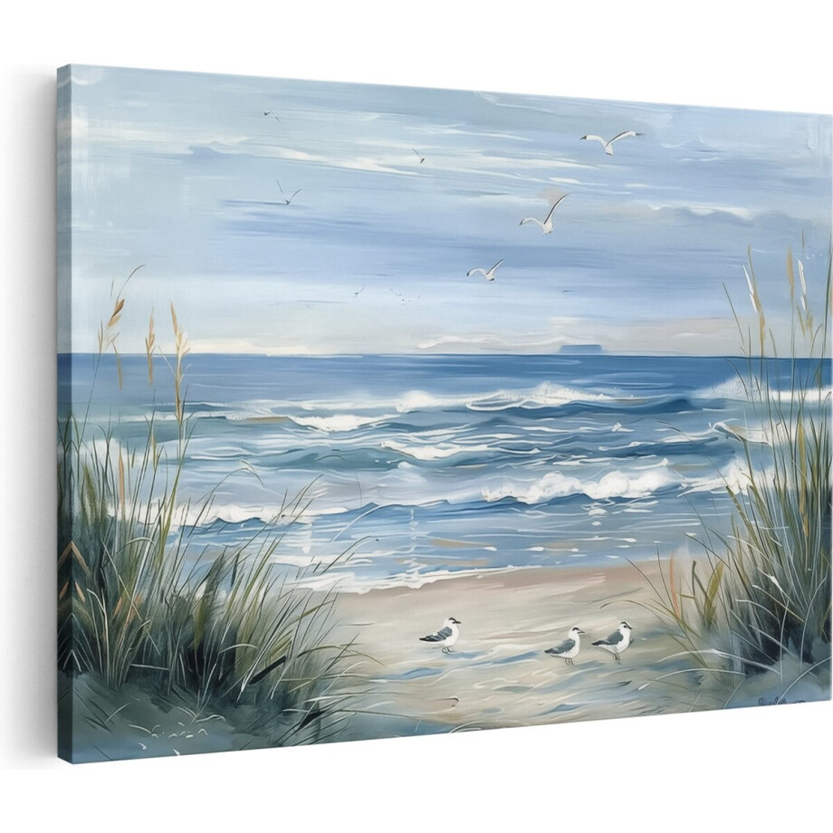 Artaza Canvas Schilderij Kunstwerk van een Strandtafereel met Meeuwen en Riet - 30x20 - Klein - Foto Op Canvas - Canvas Print Artaza Canvas Schilderij Kunstwerk van een Strandtafereel met Meeuwen en Riet - 30x20 - Klein - Foto Op Canvas - Canvas Print afbeelding 1