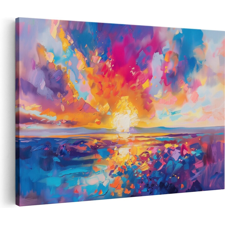 Artaza Canvas Schilderij Abstract Schilderij - 60x40 cm - Wanddecoratie Zonsondergang - Muurdecoratie Woonkamer - Kamer Accessoires Kleurrijk Artaza Canvas Schilderij Abstract Schilderij - 60x40 cm - Wanddecoratie Zonsondergang - Muurdecoratie Woonkamer - Kamer Accessoires Kleurrijk afbeelding 1