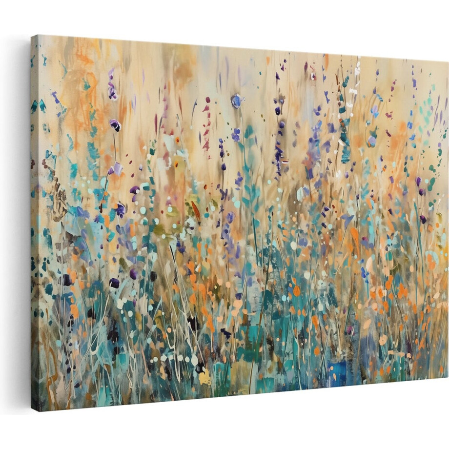 Artaza Canvas Schilderij Abstract Veld met Bloemen - Bloemen - 120x80 cm - Groot - Wanddecoratie Woonkamer - Schilderijen - Muurdecoratie Artaza Canvas Schilderij Abstract Veld met Bloemen - Bloemen - 120x80 cm - Groot - Wanddecoratie Woonkamer - Schilderijen - Muurdecoratie afbeelding 1