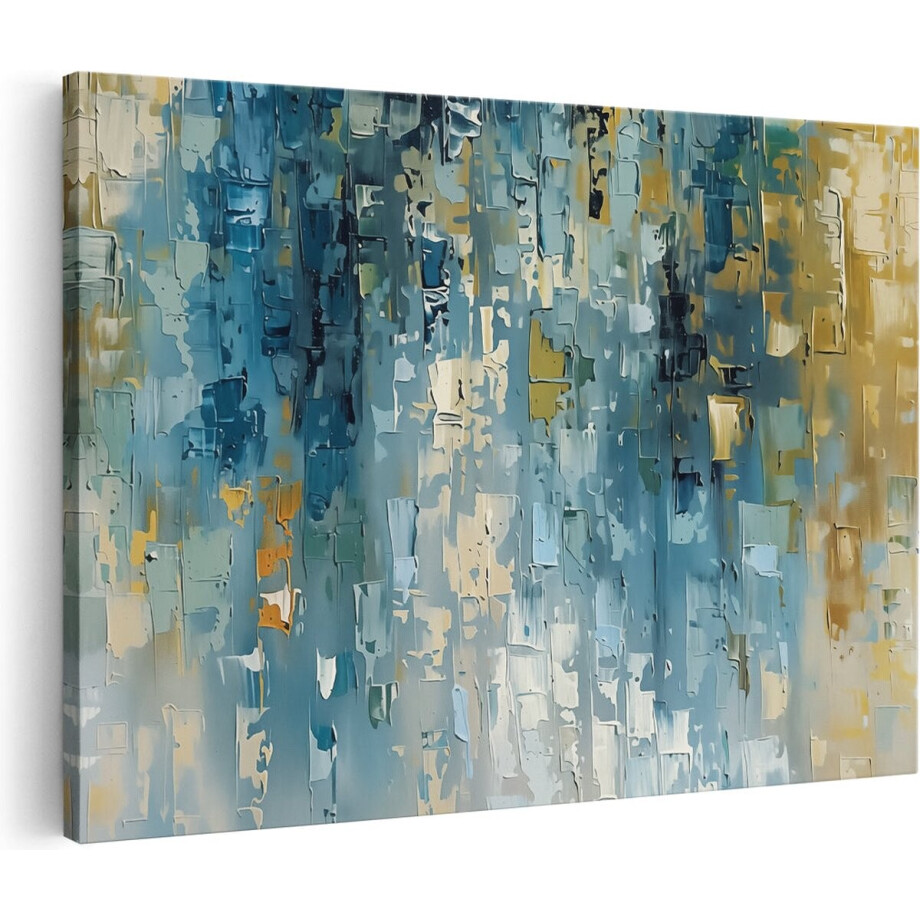 Artaza Canvas Schilderij Abstract Blauw en Geel - 60x40 cm - Wanddecoratie Woonkamer - Schilderijen - Muurdecoratie Artaza Canvas Schilderij Abstract Blauw en Geel - 60x40 cm - Wanddecoratie Woonkamer - Schilderijen - Muurdecoratie afbeelding 1